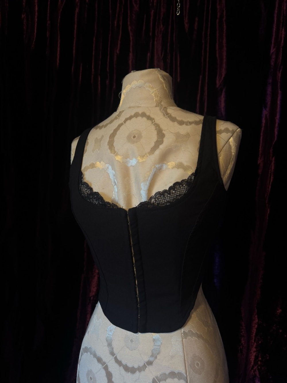 Black Lace-Trim Corset Top